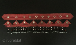 Turkmen Ethnic Wall Hanging with old Silver and Tassel decorative. Size - Lenght : 105 cm - Height : 29 cm Thank you for visiting my Rugrabbit store.     