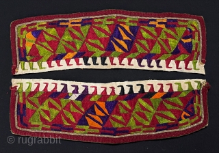 A pair of Ethnic Turkmen Silk Embroidered Armband. Circa - 1900 Good Condition Size - Size - ''31 cm x 9 cm''  Thank you for visiting my Rugrabbit store.   