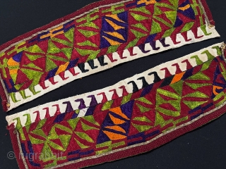 A pair of Ethnic Turkmen Silk Embroidered Armband. Circa - 1900 Good Condition Size - Size - ''31 cm x 9 cm''  Thank you for visiting my Rugrabbit store.   