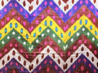 Tajikistan silk adras ikat panel. Amazing saturated colors from natural dyes. İt is in great condition. (63'' x 45'') - (''160 cm x 115 cm''). turkmansilver@gmail.com.