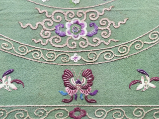 Chinese Silk Embroidered Bokhca & Hanging Decoration. Saturated natural colors. Dragons in fight in center. Few tiny wears. Overal in great condition with printed cotton backing. Size - 48.5'' x 45'' - ...