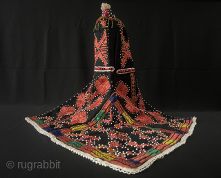 Swat Valley Kohistan hat Silk Embroidery on Cotton. Circa - Early 20th Century. Size - Height : 60 cm turkmansilver@gmail.com.             