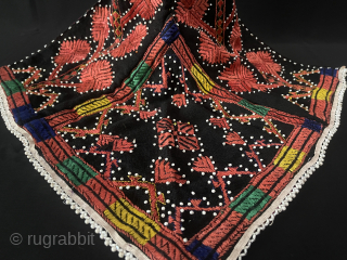Swat Valley Kohistan hat Silk Embroidery on Cotton. Circa - Early 20th Century. Size - Height : 60 cm turkmansilver@gmail.com.             