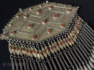 Central - Asian Antique Turkmen Tekke Tribe Silver Gonchuk Necklace Fine Gilded with Carnelian Size - ''31.5 cm x 33.5 cm'' - Weight : 832 gr. Circa - 1900 or earlier turkmansilver@gmail.com 