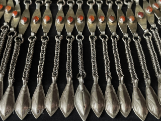 Central - Asian Antique Turkmen Tekke Tribe Silver Gonchuk Necklace Fine Gilded with Carnelian Size - ''31.5 cm x 33.5 cm'' - Weight : 832 gr. Circa - 1900 or earlier turkmansilver@gmail.com 