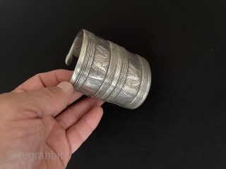 Central-Asian Antique Turkmen Talismanic Silver Cuff Bracelet Arm band. Circa - 1900 or earlier Size - Height : 7.5 cm - Width : 6.5 cm - İnnir Circumference : 16.5 cm -  ...