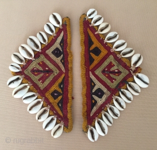 Central - Asian Turkmen pair of Lakai talismanic embroidery silk amulets. Circa - 1900 Size - 9 cm x 18 cm Thank you for visiting my Rugrabbit store .    