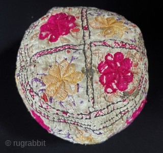 Antique Afghanistan Traditional Silk Embroidered Hat & Skullcap All Natural Dys. Circumference : 50 cm                  