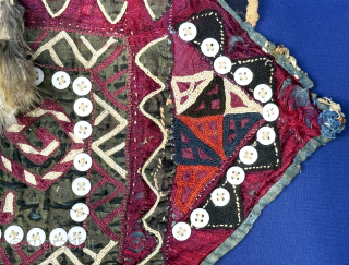 Antique Turkmen Camel Trapping Fragment. Size : 17.5'' x 15.5'' - ''44 cm x 40 cm'' turkmansilver@gmail.com                