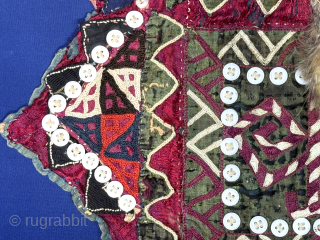Antique Turkmen Camel Trapping Fragment. Size : 17.5'' x 15.5'' - ''44 cm x 40 cm'' turkmansilver@gmail.com                