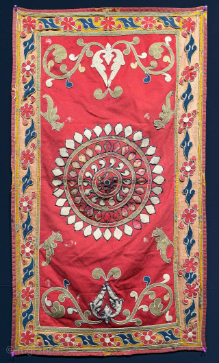 Antique İndian broadcloth wool applique hanging. Circa - 1900 or earlier. turkmansilver@gmail.com                     