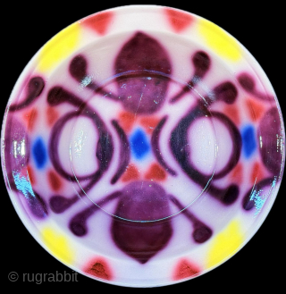 Uzbekistan Kuznetsov ikat design ceramic plate. Size : Height : (3.5'' x 8.5 cm'') - Circumference : (41'' x 104 cm''). turkmansilver@gmail.com           