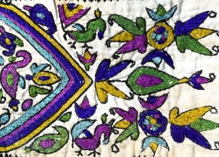 Antique Afghanistan Zoroastrian ethnic silk embroidered women wedding sets. Circa - 1900 or earlier. Size - belt : 8.5'' x 3.5'' - ''22 cm x 9.5 cm'' X 14'' x 3.5'' -  ...