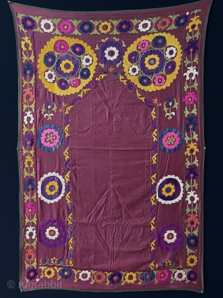 Antique Uzbekistan Silk Embroidered Prayer rug & Hanging decorative All Natural Colors.
Size - ''140 cm x 95 cm''               