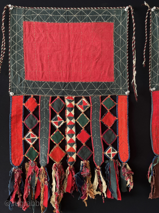 Antique Turkmen - Yomud Talismanic Patchwork Trappings & Hangings. Russian printed cottons and some embroidered sections. It is backed with printed and red plain cotton. It is in good condition. Size -  ...