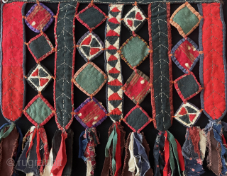 Antique Turkmen - Yomud Talismanic Patchwork Trappings & Hangings. Russian printed cottons and some embroidered sections. It is backed with printed and red plain cotton. It is in good condition. Size -  ...