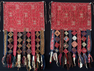 Antique Turkmen - Yomud Talismanic Patchwork Trappings & Hangings. Russian printed cottons and some embroidered sections. It is backed with printed and red plain cotton. It is in good condition. Size -  ...