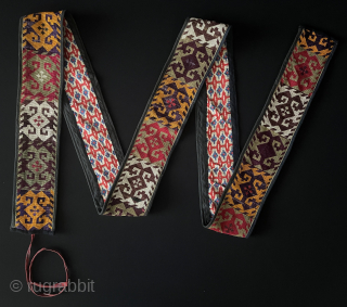 Uzbekistan Lakai silk cross stitch embroidered long band. A fine cross stitch embroidery used with different designs. It must be used for ceremonial use and decoration otherwise it would not survive in  ...