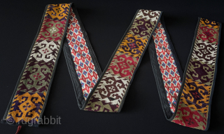 Uzbekistan Lakai silk cross stitch embroidered long band. A fine cross stitch embroidery used with different designs. It must be used for ceremonial use and decoration otherwise it would not survive in  ...