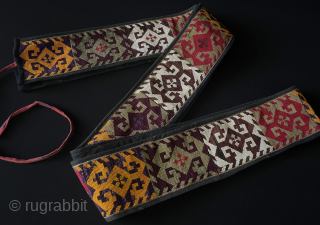 Uzbekistan Lakai silk cross stitch embroidered long band. A fine cross stitch embroidery used with different designs. It must be used for ceremonial use and decoration otherwise it would not survive in  ...