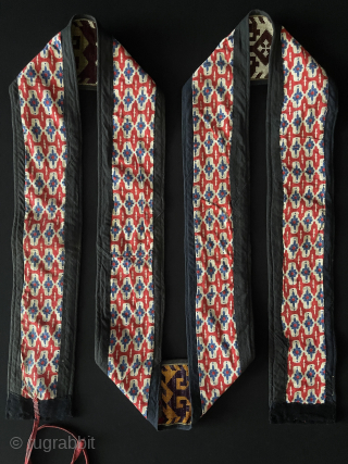 Uzbekistan Lakai silk cross stitch embroidered long band. A fine cross stitch embroidery used with different designs. It must be used for ceremonial use and decoration otherwise it would not survive in  ...
