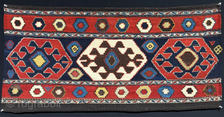 Antique Caucasus Azerbaijan Tribal bedding bag kilim side panel. Very saturated natural colors. Size - 41.5'' x 21'' - ''105 cm x 53 cm'' turkmansilver@gmail.com.        