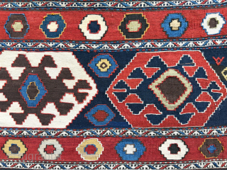 Antique Caucasus Azerbaijan Tribal bedding bag kilim side panel. Very saturated natural colors. Size - 41.5'' x 21'' - ''105 cm x 53 cm'' turkmansilver@gmail.com.        