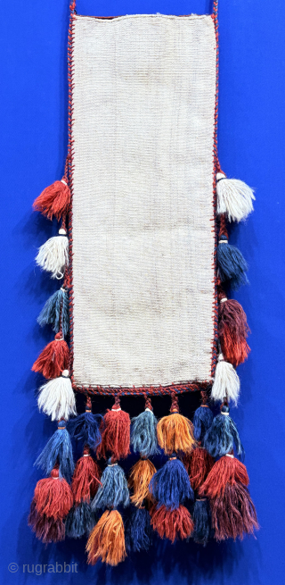 Antique Turkmen - Yomud Pile Spindle Bag & İğsalyk. Finely woven with great wool and colors. Size - ''50 cm x 20 cm'' without tassels - Tassels : 20 cm - Lenght  ...