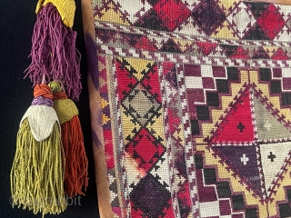 Antique Uzbekistan Lakai Silk Embroidered Wall Hanging Decorative & Aina Khalta with Silk Tassels. Size - ''29 cm x 45 cm'' - Tassels : ''15 cm x 10 cm''    