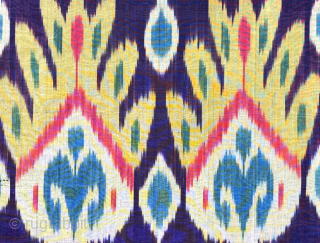 Tajikistan silk adras ikat fragment. Saturated natural colors form vegetable dyes. Size : 49.5'' x 14.5'' - ''125 cm x 37 cm'' turkmansilver@gmail.com.