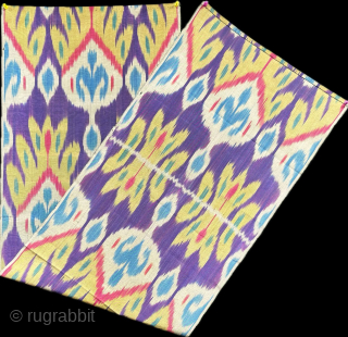 Tajikistan silk adras ikat fragment. Saturated natural colors form vegetable dyes. Size : 49.5'' x 14.5'' - ''125 cm x 37 cm'' turkmansilver@gmail.com.