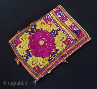 Afghanistan Tribal Silk Embroidered Double-Sided Little Pouch & Small Bag All Natural Colors. Size - ''19.5 cm x 14 cm''             