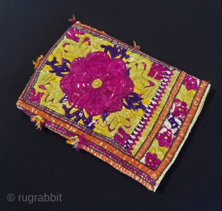 Afghanistan Tribal Silk Embroidered Double-Sided Little Pouch & Small Bag All Natural Colors. Size - ''19.5 cm x 14 cm''             