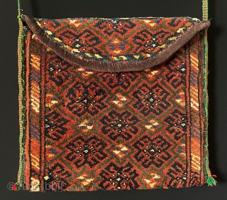 Antique Afghanistan Tribal Wool Shoulder Bag All Natural Colors. Size - Lenght : 85 cm with the hanger - Height : 38 cm - Width : 42 cm.     