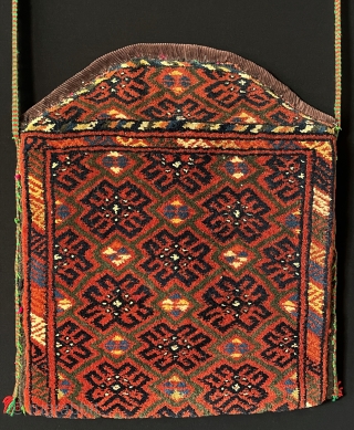 Antique Afghanistan Tribal Wool Shoulder Bag All Natural Colors. Size - Lenght : 85 cm with the hanger - Height : 38 cm - Width : 42 cm.     