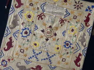 Tajikistan Silk Embroidered Bridal Wedding Veil. İt is all silk embroidered on wool. Fine cotton backing. Size - ''72 cm x 73 cm'' turkmansilver@gmail.com.         