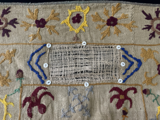 Tajikistan Silk Embroidered Bridal Wedding Veil. İt is all silk embroidered on wool. Fine cotton backing. Size - ''72 cm x 73 cm'' turkmansilver@gmail.com.         