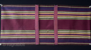 Antique Azerbaijan silk jajim mini double bag & Saddle bag. All silk woven kilim bag. Warp face flat woven silk double bag. Amazing saturared natural colors. Opening edges has much older brocade  ...