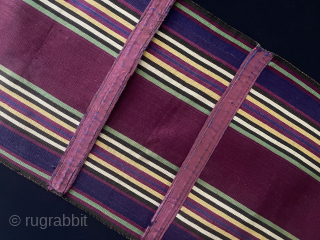 Antique Azerbaijan silk jajim mini double bag & Saddle bag. All silk woven kilim bag. Warp face flat woven silk double bag. Amazing saturared natural colors. Opening edges has much older brocade  ...
