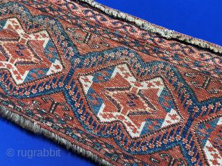 Central Asian Ersary Tribal wool torba fragment with ikat design. Fine weave with natural high altitude wool. Size : 30.5'' x 13'' - ''78 cm x 33 cm'' turkmansilver@gmail.com.    