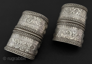 Afghanistan Pair of Traditional Silver Talismanic Cuff Bracelets Arm band & Desbend.
Afghan Olam Tribe Art Jewelry Collector. Old Talismanic Bracelet Used by Afghan Girls at Weddings. Circa - 1900 Size - ''8.5  ...