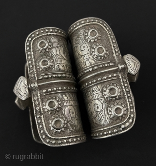 Afghanistan Pair of Traditional Silver Talismanic Cuff Bracelets Arm band & Desbend.
Afghan Olam Tribe Art Jewelry Collector. Old Talismanic Bracelet Used by Afghan Girls at Weddings. Circa - 1900 Size - ''8.5  ...