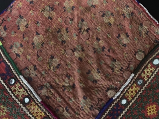 Antique Gujarat Embroidery Vanity Bag with old Glass All Natural Dys. Great Condition Circa - 1930-50 Size - ''41.5 cm x 41.5 cm'' - Lenght : 65 cm. turkmansilver@gmail.com    