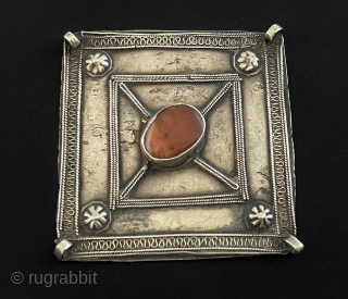 Central-Asian Turkmen - Ersary Tribal Silver Pendant with Carnelian & Belt Buckle Circa - 1900 Size - ''11.5 cm x 11.5 cm'' - Weight : 54.5 gr. Thank you for visiting my  ...