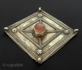 Central-Asian Turkmen - Ersary Tribal Silver Pendant with Carnelian & Belt Buckle Circa - 1900 Size - ''11.5 cm x 11.5 cm'' - Weight : 54.5 gr. Thank you for visiting my  ...