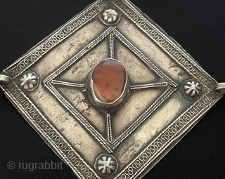 Central-Asian Turkmen - Ersary Tribal Silver Pendant with Carnelian & Belt Buckle Circa - 1900 Size - ''11.5 cm x 11.5 cm'' - Weight : 54.5 gr. Thank you for visiting my  ...