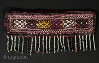 Antique Turkmen Silk Embroidered Hanging Decoraive with Beads. Size - # 1 - 21 cm x 5.5 cm - Beads : 3.5 cm - # 2 - ''19 cm x 9 cm''  ...