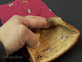 Antique Turkmen Silk Embroidered Pouch & Money Bag. Size - ''21 cm x 12 cm'' turkmansilver@gmail.com                 