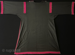 Pakistan Swat Valley Tribal Silk Embroidered Women Dress. Couching embroidery floss silk embroidery on plain black cotton. Size - Height : 117 cm x Arm to Arm : 160 cm x Armpit  ...