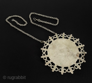 Antique Turkmen Ethnic Tribal Silver Talismanic Pendant Fire Gilded and with Carnelian.
İslamic evil eye verse written on the stone. Circa - 1900 Size - ''12 cm x 12 cm'' - Lenght with  ...